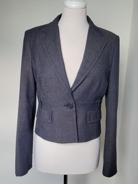 BCBGMAXAZRIA Dark Blue Denim Trench-style Blazer Sz Medium